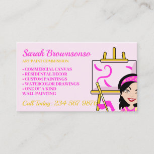 Custom Artist Pink painting Canvas Business Card