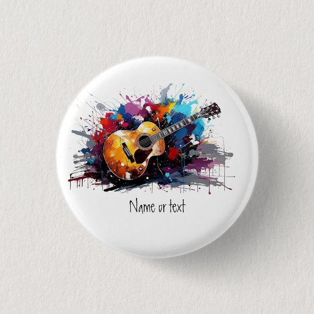 Custom Artistic Abstract Guitar Music Lover's Art  3 Cm Round Badge (Front)