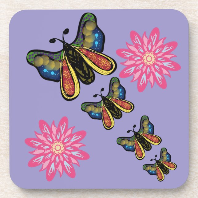 Custom Artistic Butterfly Cascade Coaster (Front)