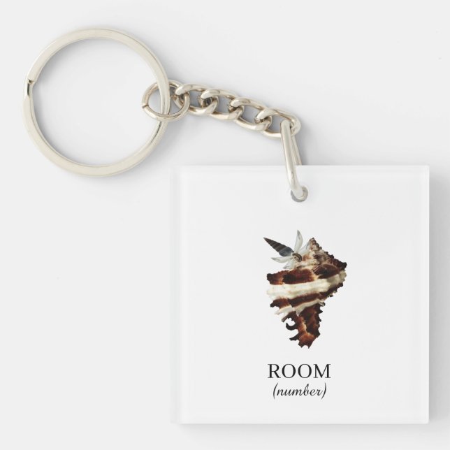 Custom Artistic Coastal Hotel room number Key Ring (Front)