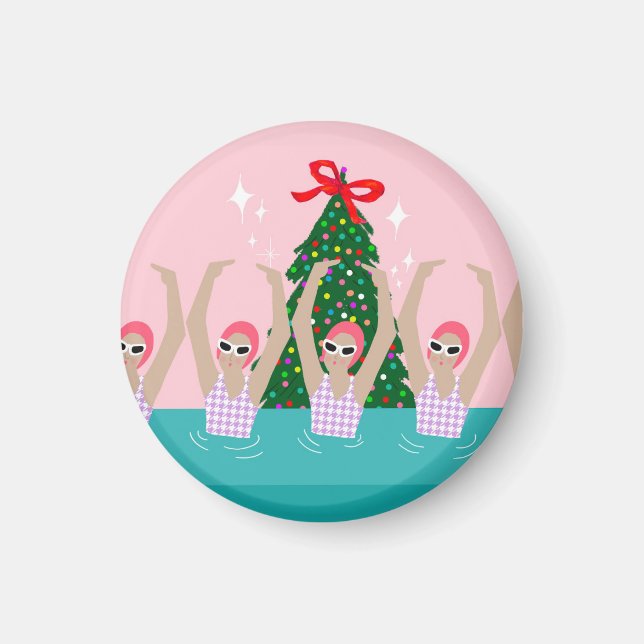 Custom Artistic Swimmers Illustration Christmas    Magnet (Front)