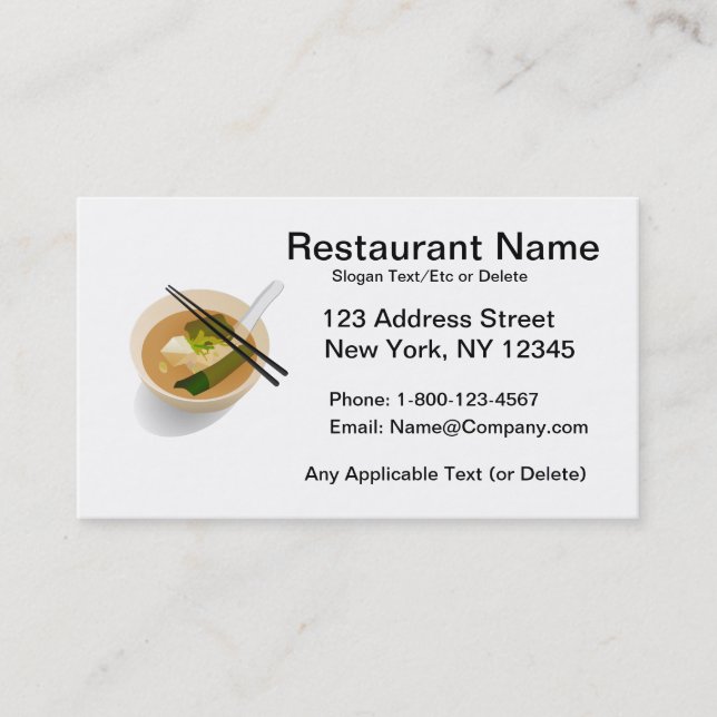 Custom Asian Restaurant  Card (Front)