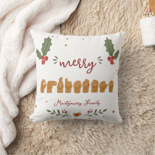 Custom ASL Merry Christmas Gingerbread Hands Cushion