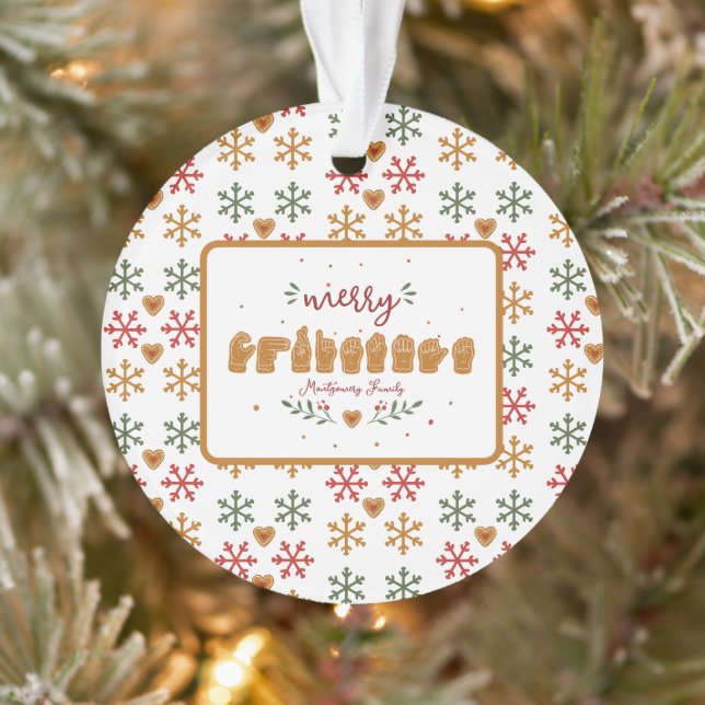 Custom ASL Merry Christmas Gingerbread Hands Ornament (Tree)