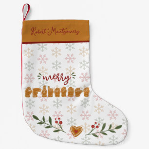 Custom ASL Merry Christmas Gingerbread Hands Small Christmas Stocking