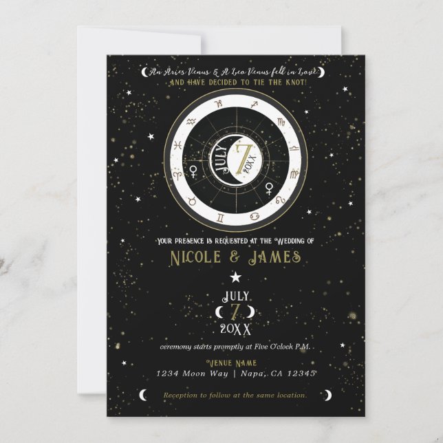 Custom Astrology Zodiac Your Venus Sign Wedding    Invitation (Front)