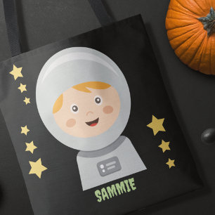 Custom Astronaut Halloween Trick Treat Tote Bag