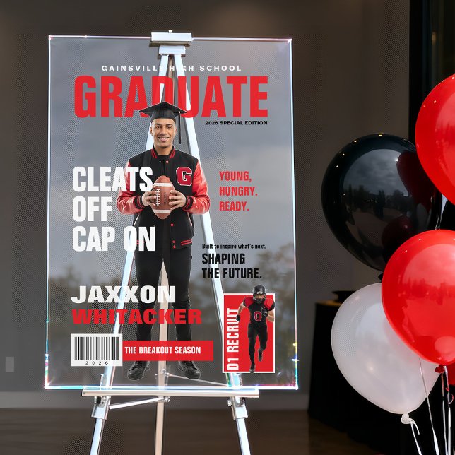 Custom Athlete Photo Graduation Magazine Display (Athlete Graduate Acrylic Display Decoration | Athlete Welcome Sign)