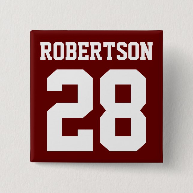 Custom Athlete Player Number & Name Square Pin (Front)