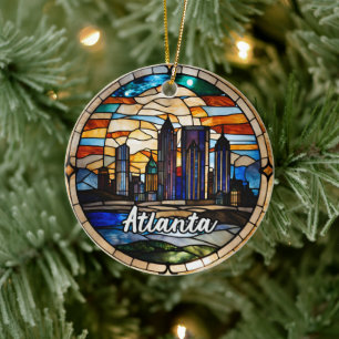 Custom Atlanta Skyline  Ceramic Tree Decoration