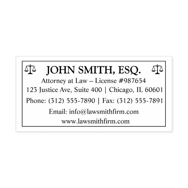 Custom Attorney Office Self-Inking Stamp (Design)