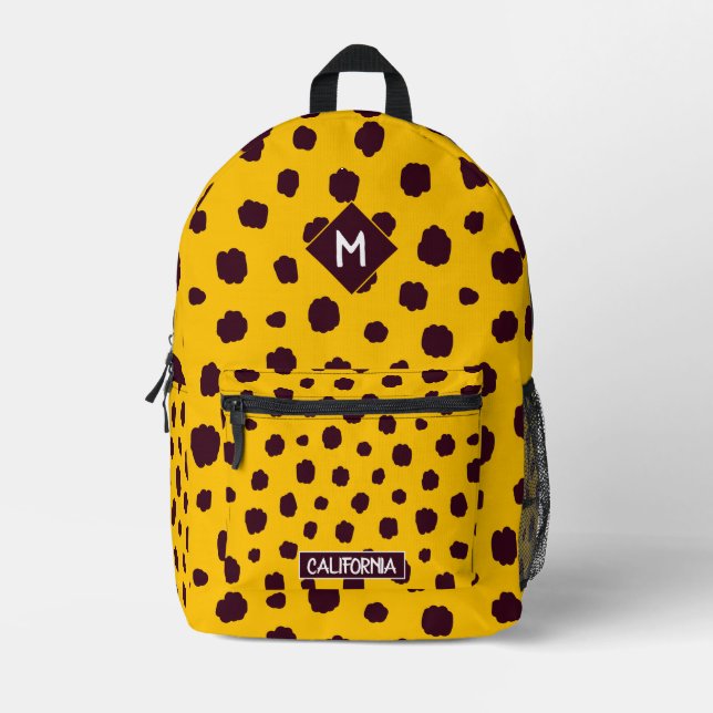 Custom attractive Stylish dog yellow pattern Printed Backpack (Front)