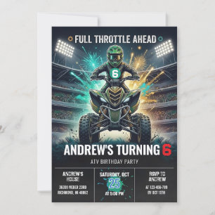 Custom ATV Quad Bike Birthday Party Invitation 