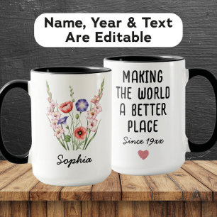 Custom August Birth Flower - Personalised Name Mug