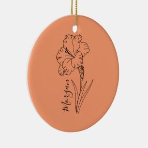 Custom August Gladiolus Birth Flower Gift for Birt Ceramic Tree Decoration