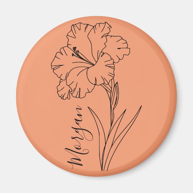 Custom August Gladiolus Birth Flower Gift for Birt Magnet (Front)