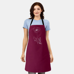 Custom August Poppy Birth Flower Gift for Birthday Apron