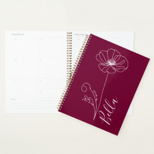 Custom August Poppy Birth Flower Gift for Birthday Planner