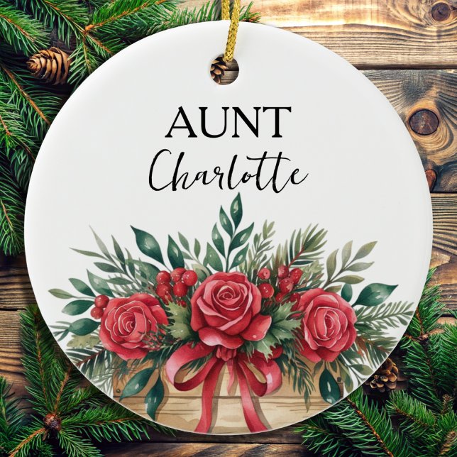 Custom Aunt New Baby Announcement Keepsake Ceramic Tree Decoration (Creator Uploaded)