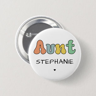 Custom Aunt Retro Gift   Auntie Personalised 6 Cm Round Badge