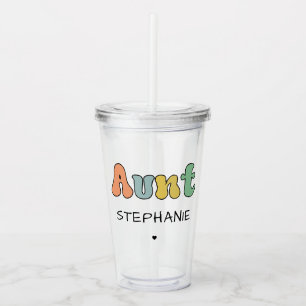 Custom Aunt Retro Gift Auntie Personalised Acrylic Tumbler
