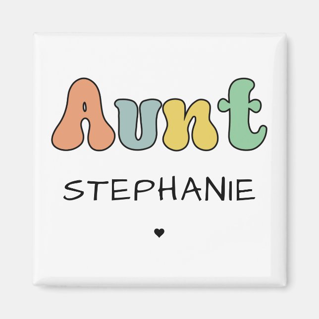Custom Aunt Retro Gift | Auntie Personalised Magnet (Front)