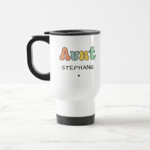 Custom Aunt Retro Gift   Auntie Personalised Travel Mug
