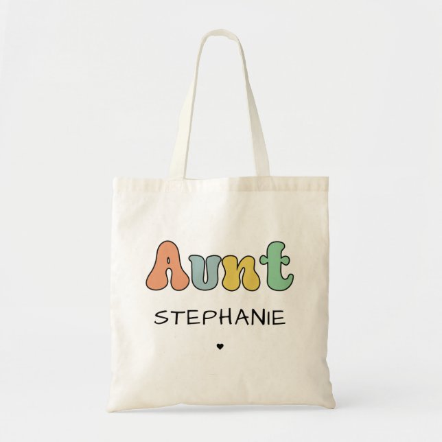 Custom Aunt Retro Gift | Auntie Personalized Tote Bag (Front)