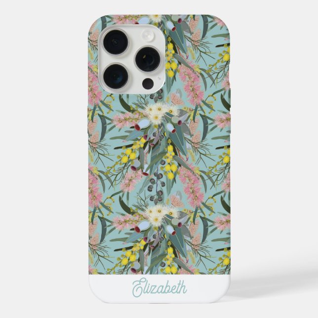 Custom Aussie Native Bush Blooms Royal Blue iPhone Case (Back)
