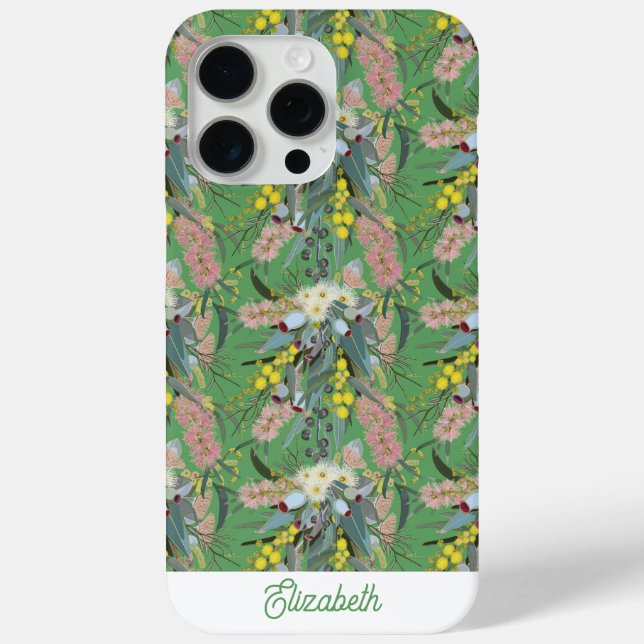 Custom Aussie Native Bush Blooms Summer Green Case-Mate iPhone Case (Back)