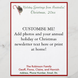 Custom Australia Christmas Newsletter Template Letterhead Template
