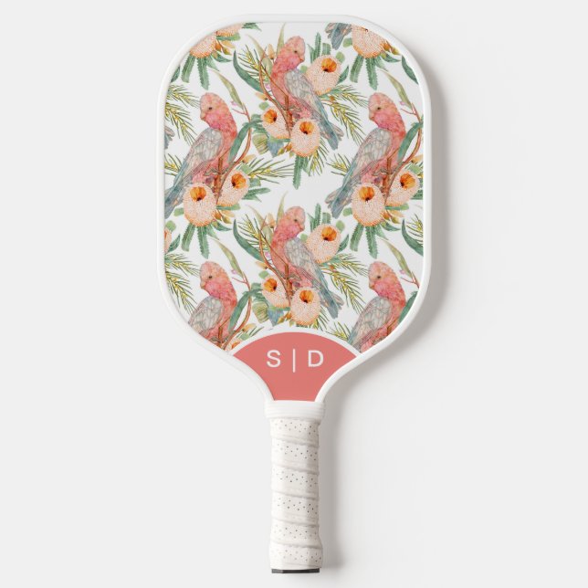 Custom Australian Galah Floal Pickleball Paddle (Front)