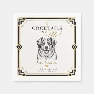 Custom Australian Shepherd Wedding Cocktails Dog Napkin