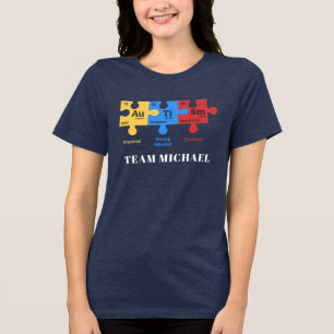 Custom Autism Awareness Matching Family Mum T-Shir Tri-Blend Shirt