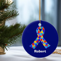 Custom Autism Awareness Ribbon Blue Puzzle Piece