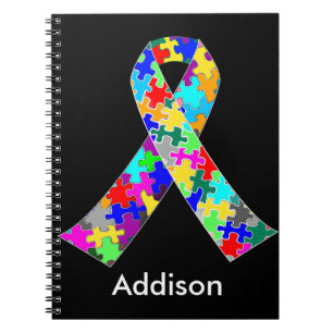Custom Autism Awareness Ribbon Spiral Notebook