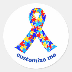 Custom Autism Awareness Ribbon Walk Classic Round Sticker