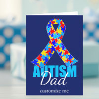 Custom Autism Dad Blue Ribbon Birthday