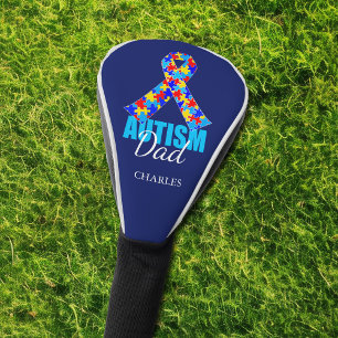 Custom Autism Dad Blue Ribbon Golf Head Cover