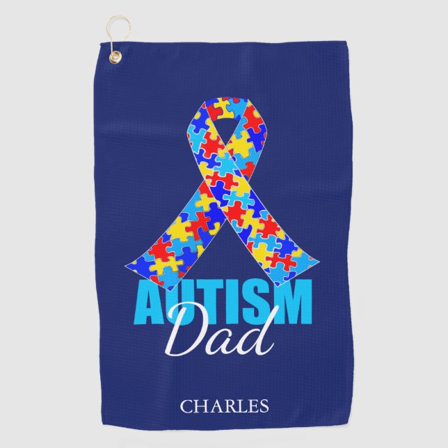 Custom Autism Dad Golf Towel (Front)