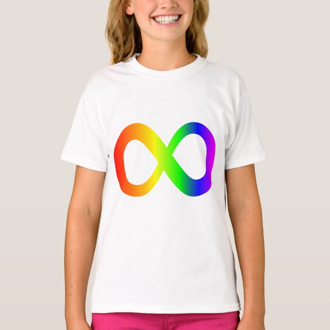 Custom Autism Infinity Rainbow Symbol ID ALERT T-Shirt (Front)