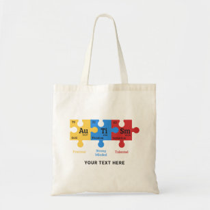 Custom Autism Periodic Table Elements Tote Bag