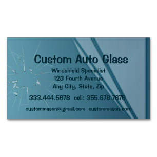 Custom Auto Glass Windshield Replacement Rock Chip Magnetic Business Card