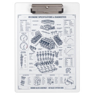Custom Automotive Engine Schematic Blueprint Clipb Clipboard