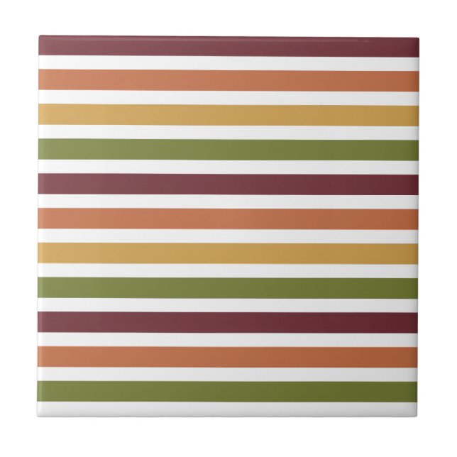 Custom Autumn Fall Stripes  Tile (Front)