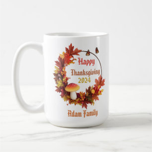 Custom Autumn Leave Happy Thanksgiving Coffee Mug