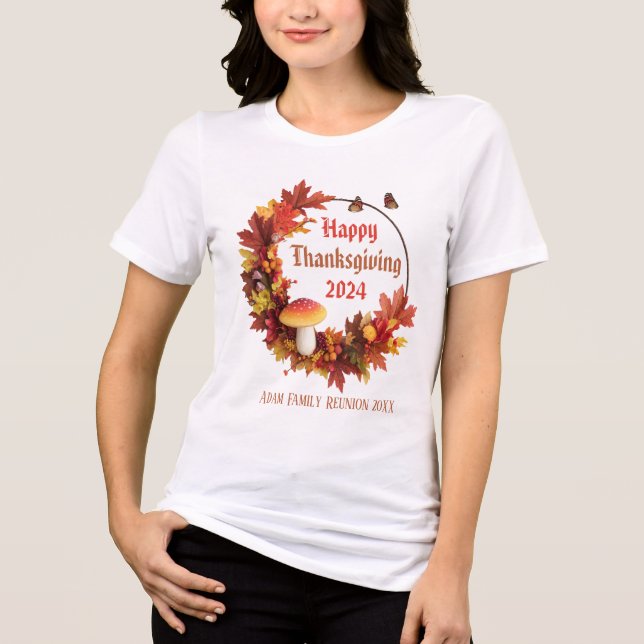 Custom Autumn Leaves Happy Thanksgiving  Tri-Blend Shirt (Front)