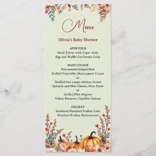 Custom Autumn Pumpkin Baby Shower Flat Menu