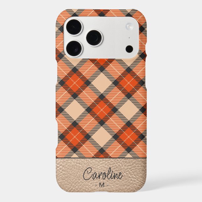 Custom Autumn Pumpkin Orange Brown Tartan Pattern (Back)