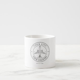 Custom Aviation Passport Stamp Travel Espresso Cup